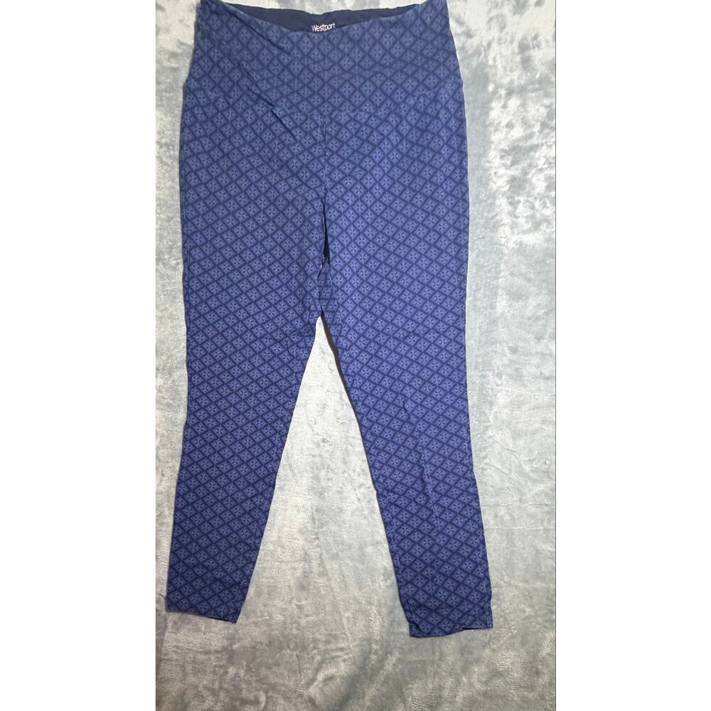 Women’s L Westpoint Leggings Dark Blue Geometric Wide Waist Band Stretch Cotten